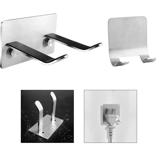 Stainless Steel Wall Mounted Storage Rack Hair Dryer Holder Free Punch Hair Dryer Holder Blower Organizer No Drilling