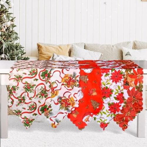 New Christmas Decoration Christmas Printing Table Runner Santa Claus Table Runner Holiday Table Atmosphere Decorations