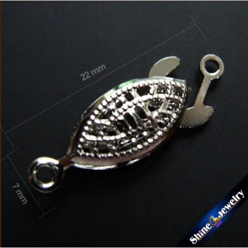 New 7mm Metal Copper Jewelry Beads Findings Filigree Fish Clasp Hook Silver Tone Claw Clasp Diy Accessories Free Shipping