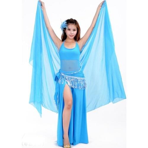 Wholesale Rectangular Chiffon Belly Dance Scarf Veils long Oriental Dance Hand-Scarf for Stage Performance 13 colors available