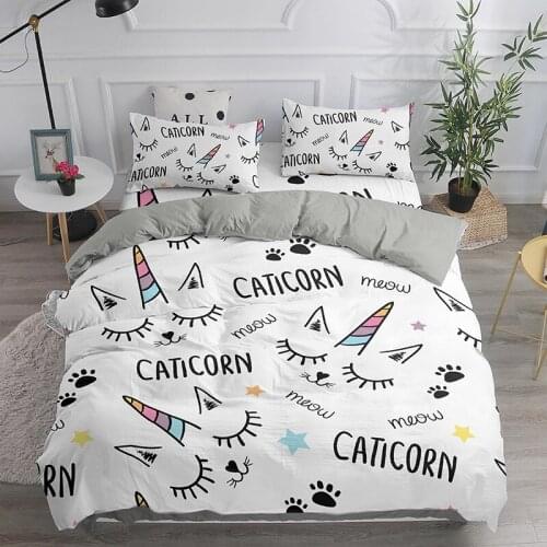 Cartoon Unicorn Duvet Covers Girls Boys Bedding Set Queen Size Housse De Couette 135 Bed Cover for Children Home Textiles