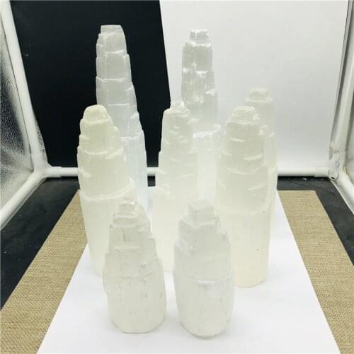 Natural selenite gypsum column tower sculpture modern Moroccan crystal ore decorative statuette craft home decor 1pcs