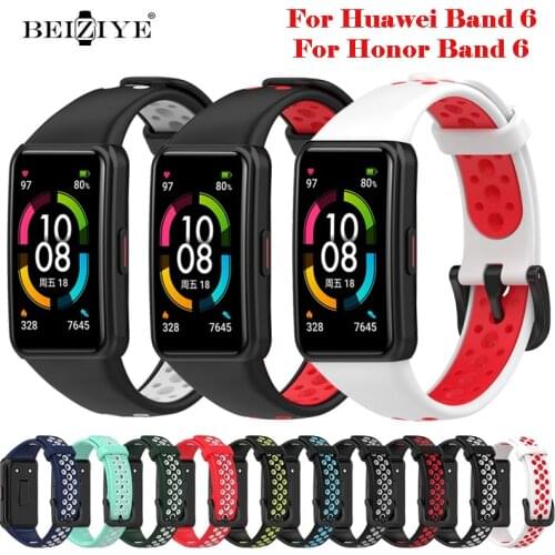 Silicone Watch Strap For Huawei Band 6 Breathable Sport Wristbands for Huawei Band 6 Pro/Honor band 6 Correa Strap Accessories