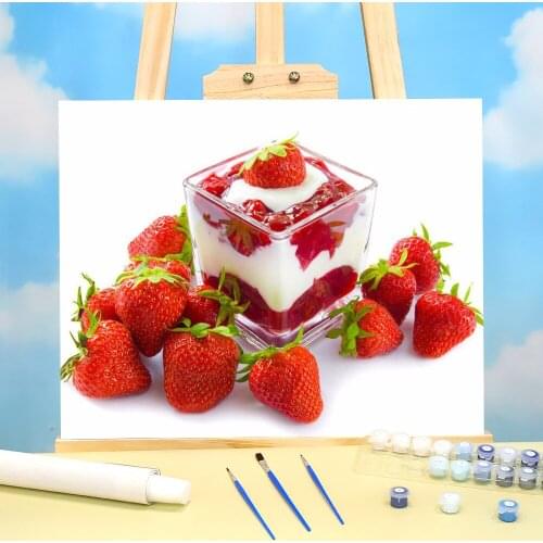 Fruit Strawberry Painting By Numbers Complete Kit Oil Paints 40*50 Paiting By Numbers Wall Paintings For Adults For Wholesale