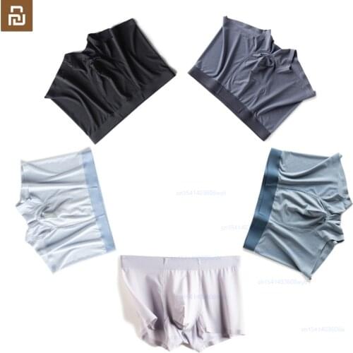 5 colors 1pcs xiaomi Ice silk no trace underwear Mens mesh breathable one-piece Japanese zero-pressure bare ice pants new