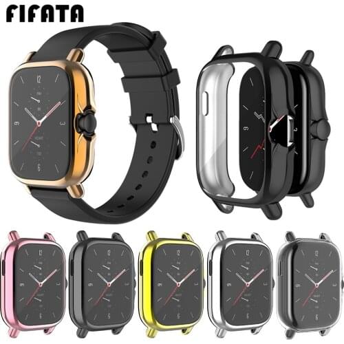 FIFATA TPU Plating Silicone Watch Protective Shell For Xiaomi Amazfit GTS 2 Smart Watch Protective Case For Huami Amazfit GTS 2