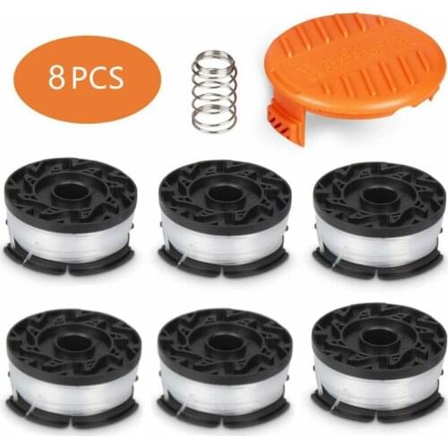 8pcs Replacement Auto Feed Spool Compatible with Black Decker AF-100-3ZP 8 Pack 30ft/ 0.065" Plastic nylon Line Cap Spring