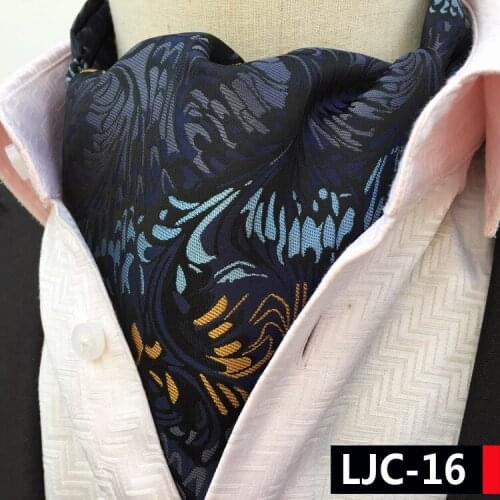 Top Design Necktie Elegant Mysterious Floral Ascot Vintage British Style Jacquard Woven Ascots for Men