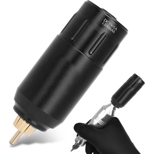 Tattoo Supplies Professional Wirelss Tattoo Machine Power Supply Motor Tattoo Pen Permanent Power Supply RCA Plug 1200mAh(Black)