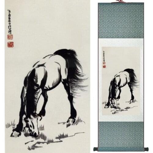Traditional Chinese art painting Horse art painting Silk scroll art painting Horse picture LTW2017112303