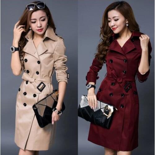 European spring new designer fashion slim sexy long trench coat women double breasted overcoat womens clothing long-sleeve 4XL