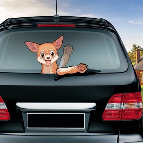 Car Decoration Cute Shiba Inu 3D PVC Waving Car Stickers Styling Window Wiper Decals Rear Windshield Decoration