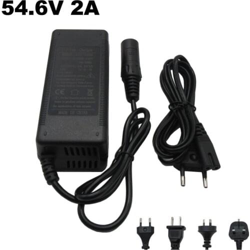 54.6V 2A lithium charger 48 Volt 2A XLR Male 3pin Socket/connector For 48V 13S e bike battery Charger with fan