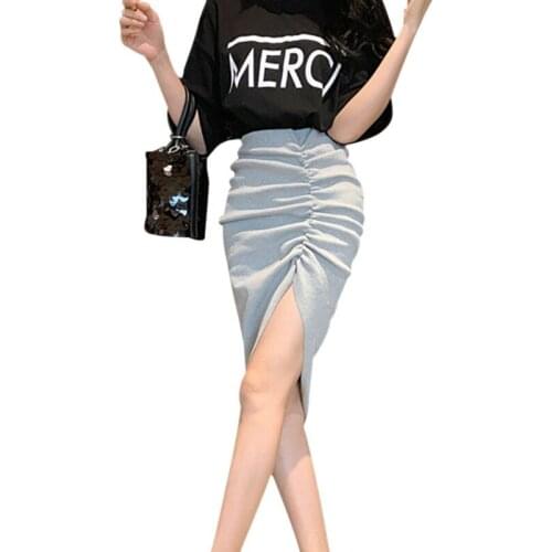 Wrap Asymmetric Maxi Skirts Women Summer Skirts Side Split Slit High Waist Sexy Solid Skirt