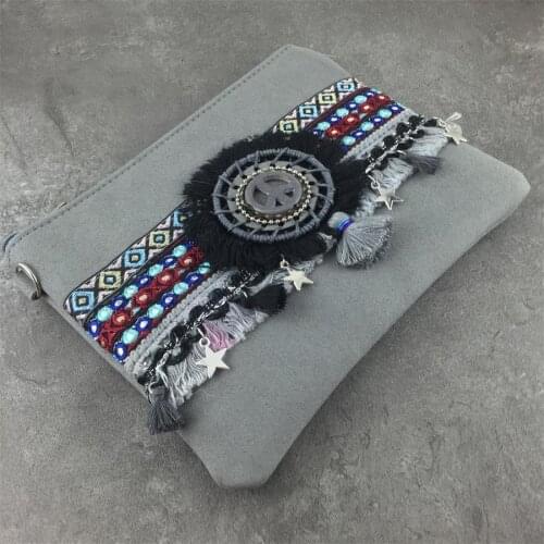 New Fringe Vintage Women Leather Handbags Designer Boho Hand Bag Small Tassel Stud Women Messenger Bag Luxury Purses