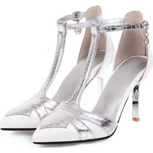 Sandalias Mujer 2021 Sexy Women Sandals Hollow Air Mesh thick high Heels 9cm Pumps Lace up Elegant Shoes plus size 32-48 8-15