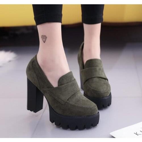 New Spring Autumn womens shoes round head waterproof platform super Pumps black shoes womens thick bottom fashion High heels