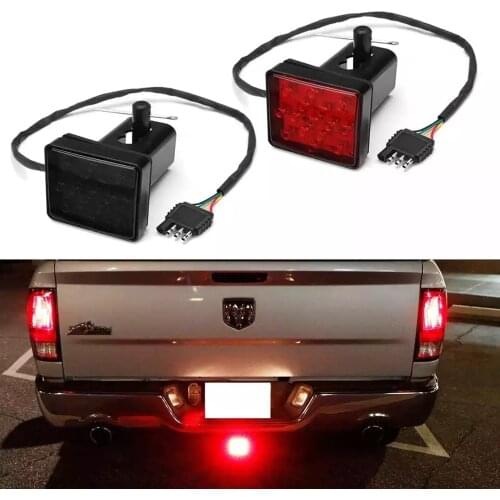 1 Pcs Truck Trailer Tail Light Trailer Hitch Towing Receiver Cover Tube Buckle 12/15 LED Brake Light Warning Light