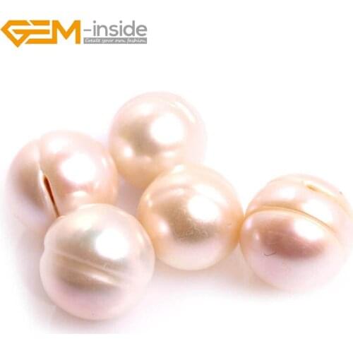 Gem-inside 10-11MM 10 Pcs White Undrilled (No Holes) Cultured Freshwater Pearl For Jewelry Making 15 inches