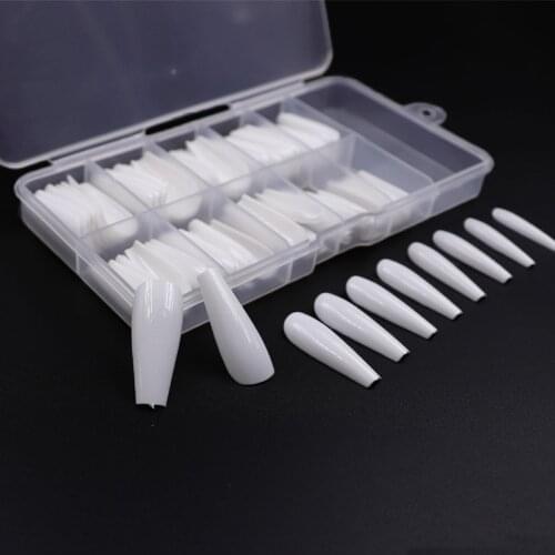 100Pcs/Box Nail Art ABS Tips Full Coverage Long Ballet Press On Coffin Ballerina Nail Multi-colors Tips Manicure False Nails