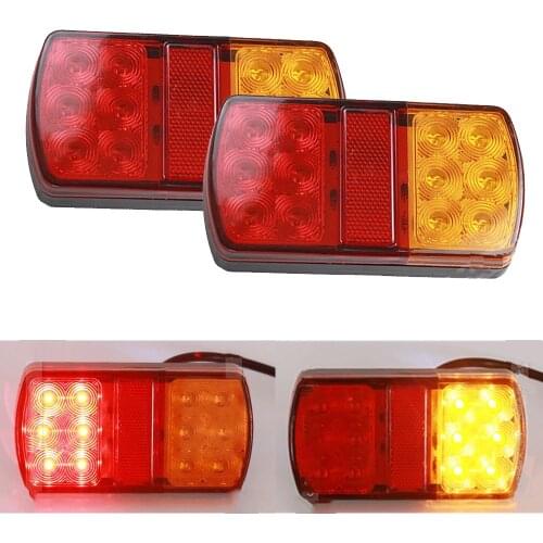 2Pcs 24LED 24V Car Trailer Truck Rear Tail Lights Warning Lights Brake Stop Tail Turn Indicator LED Lamps For Caravans Utes Boat