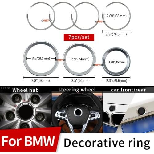 7x Car Emblem Kit 82MM 74MM 68MM 45MM Decoration Rings Aluminum Alloy Rings Sticker For E60 E90 F10 F30 F15 E91 E92 E93 F02 E63