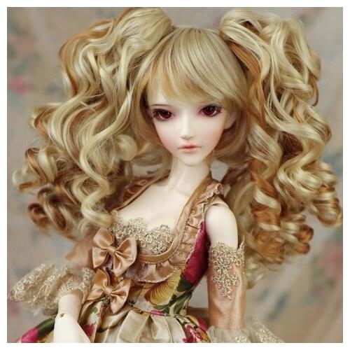 Doll accessories 1/3 bjd wig doll hair removable tails long curly wavy girl female cute fringe anima high temperature - MKmiku
