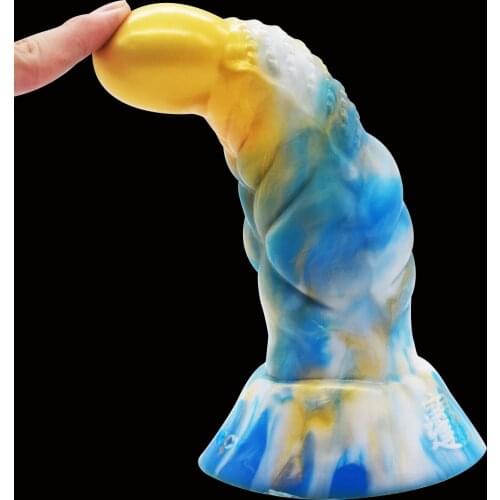 Anal Orgasm Animal Dildo Colorful Liquid Silicone Realistic Wolf Fake Penis With Suction Cup Fantasy Dildo Masturbater Anal Plug