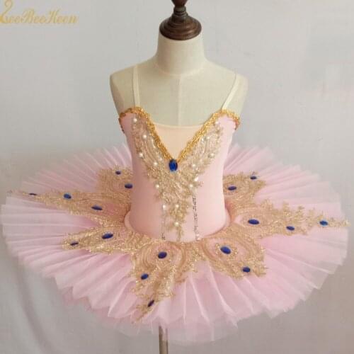 Pink/black Ballet Dress Girl Lake Swan Tutu Ballet Women Dance Dress Gold Lace Ballerina Diamond Adult Stage Performance Costume