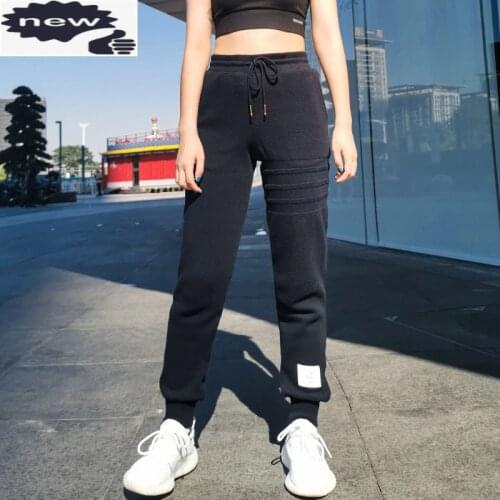 2021 Fashion TB THOM Brand Tracksuit Bottoms Womens Casual Pencil Cotton Sweatpants Men Joggers Pants Sports Trousers