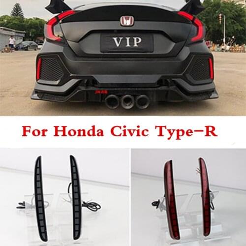 For Honda Civic Hatchback TYPE R Prototype 2016 2017 2018 2019 2020 LED Reflector Lamp Rear Fog Lamp Bumper Light Brake Light