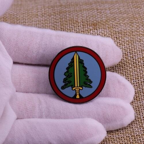Pine And Sword Enamel Pin Two Peaks American Suspense Crime Round Brooch For Lapel Coat Scarf Sweater Badge
