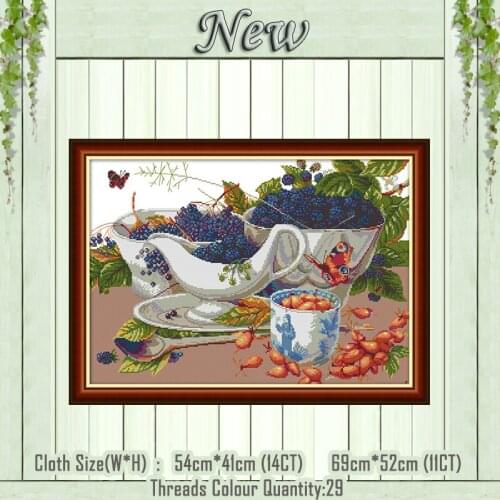 Wild fruit mulberry paintings diy decor counted printed on the canvas DMC 11CT 14CT kits Cross Stitch embroidery needlework Sets