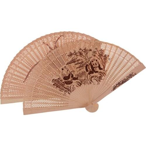 Classical Folding Fan Chinese Style Wood Carving Retro Lady Folding Fan Hand-painted Fan Cheongsam Matching Fan Hollow