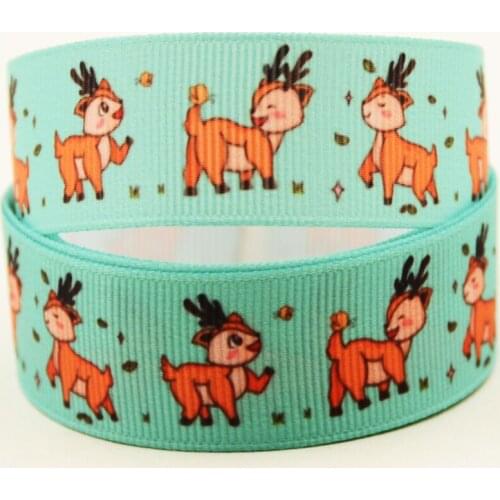 22mm 25mm 38mm 75mm Fawn cartoon printed Grosgrain Ribbon party decoration 10 Yards X-04377