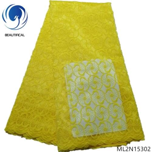 BEAUTIFICAL embroidered lace fabric yellow lace fabric african fabric high quality lace fabric laces material 5yards/lot ML2N153