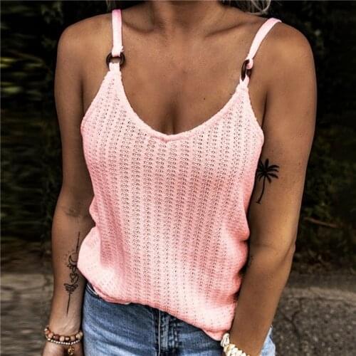Woman Fashion Tank Tops Solid Color Summer Clothes Loosen Sexy Sleeveless V-Neck Sling Vests Female Trendy Plus Size Clothing