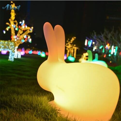 Cute White Rabbit Night Lights Outdoor Waterproof Lamps Bedroom Living Childrens Rooms Princess Room Decorated Cartoon Fixtures