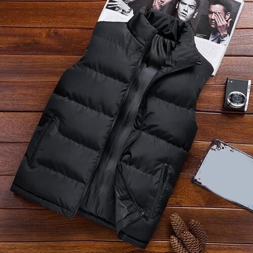 2021 Mens Jacket Sleeveless Vest Winter Fashion Male Cotton-Padded Vest Coats Men Stand Collar Thicken Waistcoats Clothing M-5XL
