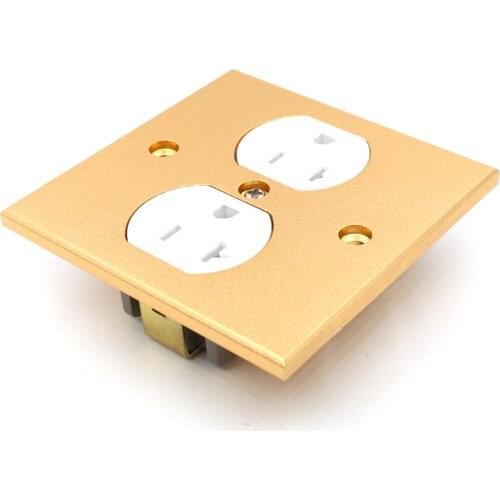 Piece Pure Alloy Wall, US AC Power Audio AV Grade Wall, Power Outlet 2 Port white 86mmX86mm wall power socket with gold