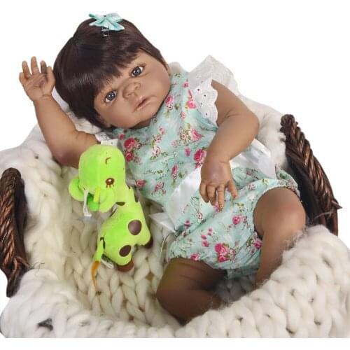 Real 57CM Full Body silicone Girl Reborn Babies Doll Bath Toy black skin lol dolls Princess Baby Bonecas Bebes Reborn toddler