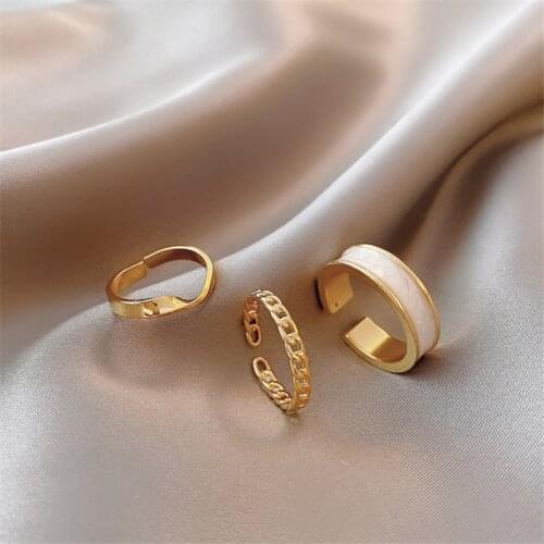 2021 New Gothic Style Three Piece Opening Rings for Woman Fashion Jewelry European and American Wedding Party Sexy Ring
