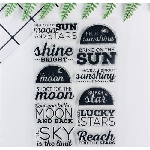 Sun Moon Stars NEW Clear Stamps For DIY Scrapbooking/Craft Supplies Bullet Journal Background Rubber Stamp Sentiment Card Making