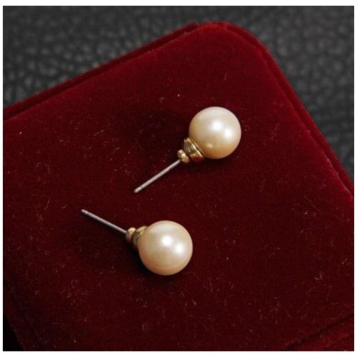 Nightclubs party sweet bridal long Girlfriends Gifts gold large freshwater pearl ball stud earrings of pearl