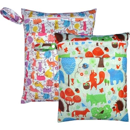 Pororo digital print waterproof hanging bag for baby cloth diaper,toy and clothes, portable zipper closure reusable nappy bag