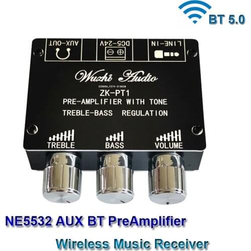 Dual NE5532 Tone Preamplifier Bluetooth-Compatible Board Audio Equalizer Wireless Receiver Preamp Aux Pre Amplifier Aux