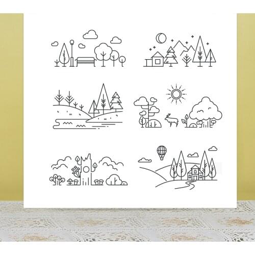 AZSG Scenery tree Clear Stamps/Seals For DIY Scrapbooking/Card Making/Album Decorative Silicone Stamp Crafts