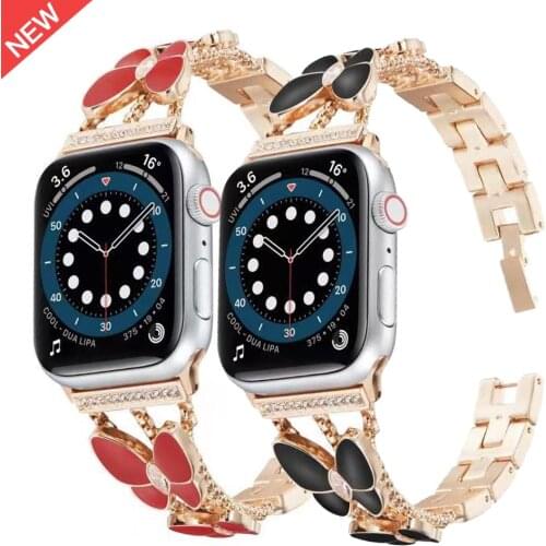 Metal+diamond strap Compatible with Apple watch 6 5 4 SE 44mm 40mm Women luxury bracelet strap for iwatch 3 2 1 42mm 38mm band