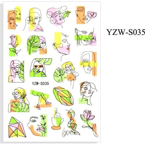 Self-adhesive 3D Stickers for Nails Geometry Line Face Flower Nail Art Decorations Autumn Fashion Stickers Women Girl Nail Foil