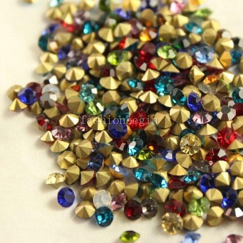 Mixed Colors! 1440pcs/pack Mix Sizes SS4 ss6 SS9 SS12 SS16 SS22 SS25 ss28 ss30 Point Rhinestones Round Glitter Jewelry Making